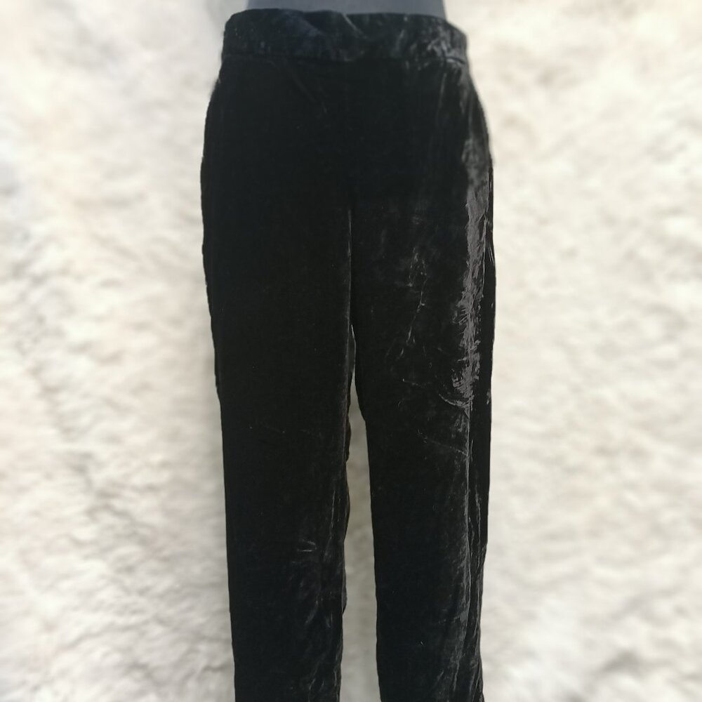 J. Crew Women's Easy Black Crushed Velvet Elastic Waist Pants Size 8